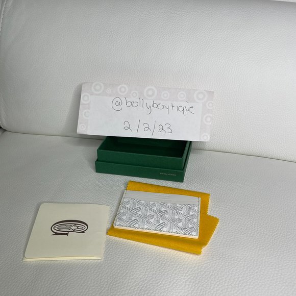 New Goyard SaintSulpice CardHolder- Elegant Rare White Canvas /Leather - Picture 9 of 10